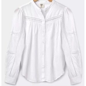 Matilda Jane Good Hart Lydia Blouse Eyelet Crochet Boho Top Small Peasant New